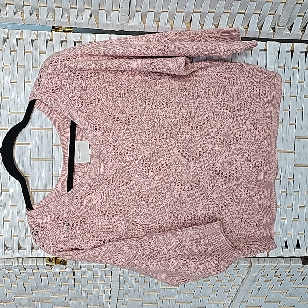 No Comment 3/4 Sleeve Pink Sweater - L